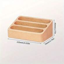 Holz Visitenkartenhalter für den Schreibtisch, Walnuss/Buche 3-Fach Visitenkarten Aufbewahrungsbox, Holz Büro Karten Organizer, geeignet für Büro Schreibtisch Aufbewahrung, Schreibtisch Display, Handyhalter, Schreibtisch Zubehör, Massivholz Schreibtisch Visitenkartenhalter, Büro Schreibtisch Organizer - Mehrfarbig - Übersicht 5