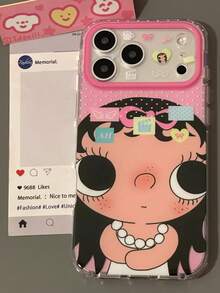 1 buah, Casing Ponsel Kartun Lucu Gaya , Cetakan Kepala Besar Definisi Tinggi + Bingkai Lensa Merah Muda, Bahan TPU Transparan, Lensa Anti Gores Tahan Aus, Perlindungan Anti Jatuh Penuh, Kompatibel dengan Apple 16/15/14/13 Pro Max, Gaya Segar Manis, Anti Jatuh, Anti Gores untuk Penggunaan Sehari-hari - Kalung mutiara - View 4