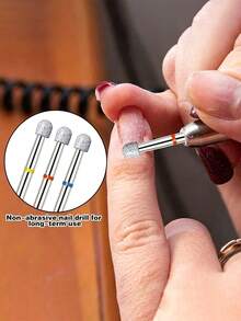 Mushroom-Shaped -Plated Rhinestone Nail Drill Bit-A Tool For Removing Cuticles - Multicolor - View 8