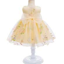 Sleeveless Baby Girl Bow Birthday Dress, Tulle Formal Wedding Party Dress - Yellow - View 7