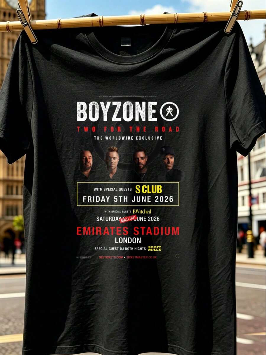 Boyzone's "One For The Road" 2026 Tour T-Shirt90s Boy Band Tee One For The Road Tee Boyzone Fan Merch Boyzone  Tour Summer Clothes Women Mandalorian - Black - View 1
