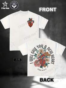 Camiseta de algodón para hombre, unisex, versátil, de algodón, cuello redondo, vintage, con estampado moderno. - Blanco - Ver 1