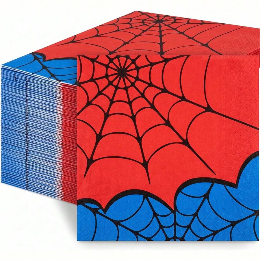 20/40/60Pcs Spider Wed Party Paper Napkins Disposable Red Blue Party Napkins For Spider Theme Birthday Party Decorations - Spider - View 1