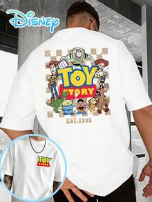 T-shirt commémoratif Disney << Toy Story » 1995, sous licence officielle. T-shirt à manches courtes pour homme, idéal pour l'été, une tenue décontractée au quotidien, un style streetwear et la mode masculine estivale. - Blanc - Voir 1