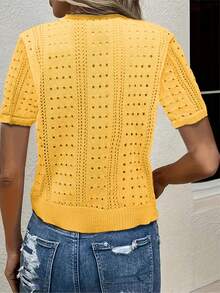 Cardigán de Manga Corta para Primavera y Verano - Amarillo - Ver 7