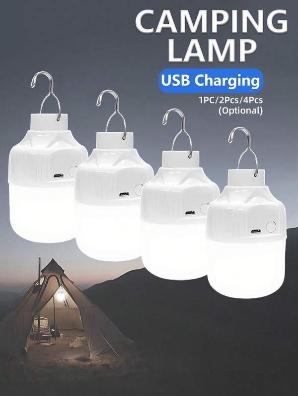 4개/2개/1개 다기능 LED 전구 캠핑 라이트, 초고휘도 USB 충전식 텐트 램프, 캠핑 장비, 비상용 및 마당 장식에 적합