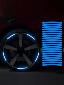 Car Motorcycle Wheel Hub PVC Reflective Warning Stickers Blue, Car Wheel Rim Reflective Stickers, Tire Warning Stickers, Creative, Motorcycle, Electric Vehicle, Sticker Decoration, Mountain Bike Reflective Wheel Striped Stickers, Suitable For Motorcycle Wheels, Cars, Bicycles, Bicycle Reflective Stickers, Decorative Stripes, Wheel Reflective Stickers, Enhance Night Visibility And Safety - Blue - View 3
