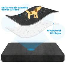 DUJUIKE Dog Bed Cover - Soft Plush Replacement Cover, 100% Waterproof, Soft Cashmere/Velvet Material; Waterproof And Removable/Washable Dog Bed Cover (Black) - Black - View 5