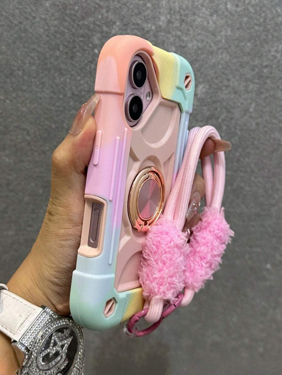 防震耐用手機殼，相容 iPhone 16 15 14 13 12 11 Pro Max Plus，360°旋轉環形支架，防摔全機身 3 合 1 保護套