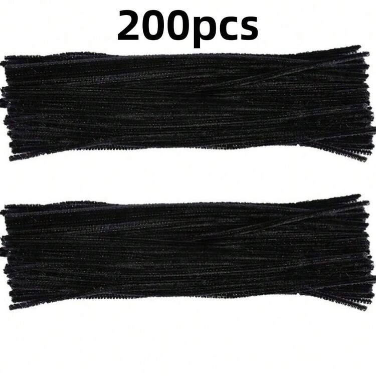 Dây lau ống, 100/200/300/400/500 cái dây lau ống màu đen, 6mm X 11.8inch, cành chenille, trang trí DIY sáng tạo, dây lau ống cho thủ công, que lông mềm cung cấp thủ công, nghệ thuật và trang trí lễ hội - đen - Xem 14