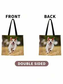 Customized Photo & Text Canvas Tote Bag – Personalized, Reusable Shoulder Shopping Bag, Foldable Design (Polyester, Multiple Colors) - Multicolor - View 6