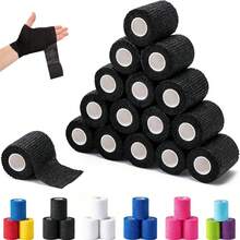 16 Rolls Breathable Self-Adhesive Sports Tape (Black), Suitable For Various Sports, Basketball, Football, Badminton, Running, Fitness, Yoga - Black - View 1