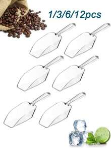1/3/6/12pcs Plastic Ice Scoops, Multi-Purpose Ice Scoops, Food Candy Sugar Scoops Plastic Scoops, Ice Scoops, Halloween Candy Scoops, Grain Scoops, Sand Scoops, Tea Scoops, Mini Transparent Plastic Kitchen Spoons, Multi-Function Small Ice Cream Scoops - Multicolor - View 1