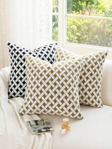 1pc Bohemian Style Pillowcase, Geometric Pattern Throw Pillow Cover For Living Room Sofa Bedroom Decor - Yellow - View 8