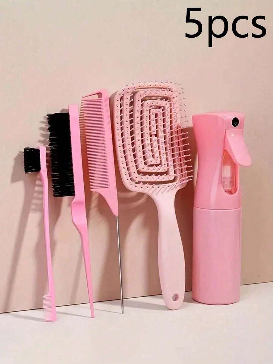 5/3er Haarstyling-Werkzeugset, enthält 2 französische Flechtwerkzeug-Ringe, Haarschneidemaschine mit Lederscheide, voluminisierende Haarbürste, spitzer Schwanzkamm, Kantenkamm (für Haaransatz und Toupieren)