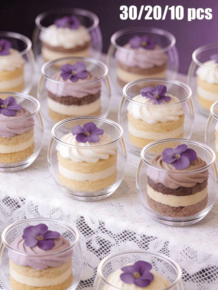 30pcs/20pcs/10pcs Round Honey Jars, Small Round Dessert Cups, Pudding Cups, Reusable, Hand Wash Only, Suitable For Ice Cream, Appetizers, Salads And Events - Perfect For Weddings, Family Gatherings, Birthdays And Dining - Multicolor - View 1