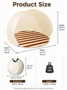 Portable Beach Tent, Automatic Pop-Up Sun Shelter, Travel Tent With Mosquito Net, Indoor Baby Play Tent, 2-Second Quick Setup, Fits 3 People, Compact Storage Bag | Suitable For Beach, Picnic, Park And Home Leisure, Summer Vacation - Tent - View 6