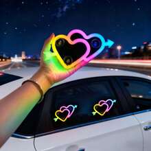 2026 New Solar Powered LED Ambient Light Car Decoration, Heart-Shaped Neon Window Decorative Light, With Automatic Sensor Design, 5 Lighting Modes, Romantic Car Interior Decoration, Suitable For Couples And Female Drivers, Perfect Gift For Female Friends, Mother's Day And Wedding Season - Multicolor - View 2