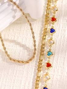 Set Gelang Kaki Rhinestone Kasual Modis 3 Buah, Perhiasan Serbaguna Musim Panas yang Dipersonalisasi untuk Wanita, Gelang Kaki Rantai untuk Liburan Pantai, Aksesoris Wanita, Hadiah untuk Teman atau Keluarga - Yellow Gold - View 7