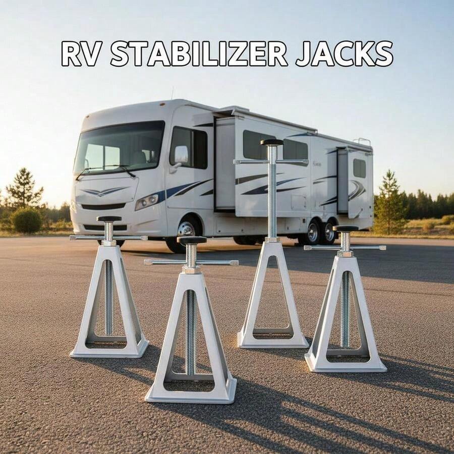 [Free Shipping] Aluminum Leveling Supports 4 Pack For Travel Trailer Camper Motorhome, 6000 Lbs Capacity Single Screw Lift 11-17 Inch Height Adjustable Stable Base Structure-XY786444 - Default0 - View 1