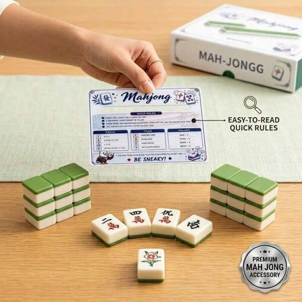 1pc Mahjong Reference Card, Mahjong Quick Reference Guide, American Mahjong Rules Guide, Acrylic Waterproof Mahjong Game Card (Suitable For Beginners), Party Game Essential