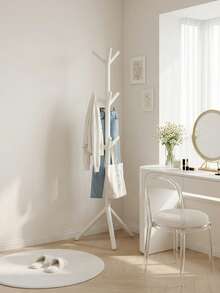 Freestanding 9-Hook Metal Stand Hangers,Sturdy And Durable, Easy To Assemble, Space-Saving,Entryway Furniture Storage Storage For Clothes, Hats, Bags, Etc Clothes Rack,Suitable For Homes, Offices, Boutiques, And Closet Organization. - trắng - Xem 2