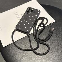Casing Ponsel dengan Tali Gantungan yang Praktis, Tali Gantungan Multifungsi yang Dapat Diatur, dan Tali Bahu Selempang, Desain Hati Minimalis Hitam yang Menarik, Casing Pelindung TPU Anti Guncangan yang Mudah dan Praktis untuk Ponsel Apple - MultiWarna - View 2