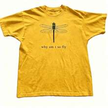 100% Cotton Geographic Inspired Dragonfly Graphic T Shirt For Men And Women |  Exquisite Design |  Loose And Comfortable | Shirts Y2k - 黃色 - 查看 9
