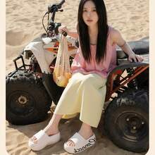 Letter Print Platform Thick Sole Slippers, Essential For Daily Wear, Commuting And Beach Vacations, Perfect For Dopamine Style Trendsetters - Connect Printed Sandals - View 2
