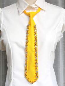 1 pieza Corbata con pedrería multicolor, accesorio para actuaciones en el escenario, corbata preanudada unisex - Multicolor - Ver 13