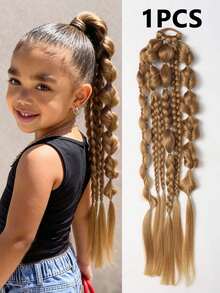 24inch Ponytail Extension Ombre Lantern Bubble Ponytail Twist Braid With Elastic Band For Girls Kids Hair 1pc - 彩色 - 查看 9