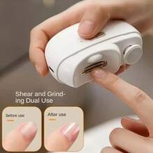 Electric Automatic Nail Clipper With Light, Portable Polishing And Trimming Tool, Easy And Fast Nail Trimming, Dual-Use For Grinding And Cutting - 白色 - 查看 1