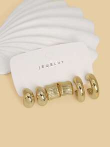 Set Anting-Anting Fashion Warna Emas 6-18 Buah, Bergaya & Elegan, Cocok untuk Pemakaian Sehari-hari, Pesta, dan Acara. - Emas - View 14