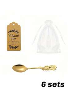 Customize 6 Sets Of Rose Tea Spoon Gift Sets, Including Cards, Spoons, And Gauze Bags, Hotel Wedding Desktop Gifts, Suitable For Restaurants, Weddings, Birthdays, And Graduation Parties - Multicolor - View 10