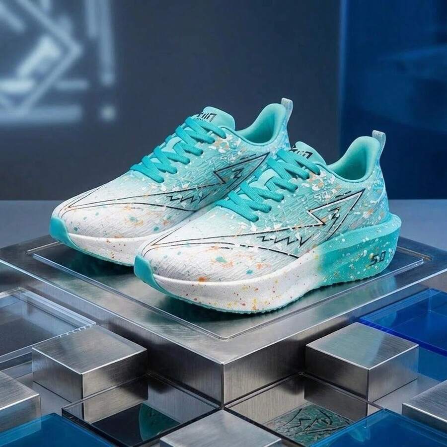 Giày chạy bộ Marathon nam công nghệ tấm carbon, giày thể thao marathon nhẹ, giảm sốc, giày chạy bộ thể dục sợi carbon, giày chạy bộ thể thao bền bỉ thời trang, giày thể thao đế mềm phối màu gradient cổ điển, giày đi bộ thoải mái. - màu xanh lá - Xem 1