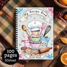 1pc Fun Spiral Bound Recipe Notebook, Baking Theme Illustrations, Durable Paper - Suitable For Home Cooking, Baking Enthusiasts And Foodies Gift, Fantasy Baking Design Recipe Book, Creative Cover Design, High Quality - D - View 6