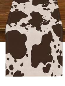 1 Pieza Camino de Mesa con Estampado de Vaca Estilo Western Granja Lavable Adecuado para Fiestas al Aire Libre y en Interiores Cocina Hogar Mesa de Comedor Centro de Mesa Puede Usarse para Sala de Estar Mesa de Comedor Rectangular Decoración de Restaurante - Camel - Ver 5
