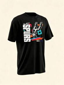 Unisex Short-Sleeved T-Shirt, San Antonio Spurs 2026 Playoffs Retro Graphic, Soft Cotton, Casual Everyday Wear - Black - View 1