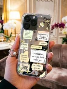可愛正能量語錄拼貼鏡面手機殼，勵志激勵文字貼紙美學保護手機殼，適用於 iPhone 11/12/13/14/15/15 Pro/15 Plus/15 Pro Max/12 Pro/13 Pro/14 Pro/11 Pro Max/12 Pro Max/13 Pro Max/14 Pro Max/14 Plus 與 Galaxy Galaxy/A54/A14/A12/A13/A15/A32/A33/A24/S20/S21/S22/S23/S24/S23 Plus/S24 Ultra - 彩色 - 查看 4