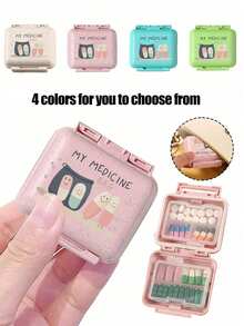 Mini 6-Compartment Portable Pill Box, Medicine Storage Box, Travel Pill Box, 6-Compartment Small Pill Box Printed With "My Pill Bag" And Pill Pattern, Sealed Pill Packaging Storage Box, 6-Day Weekly Storage Box, First Travel Pill Storage Box, Daily Vitamin Pill Box, Pocket Pill Box Storage Box, Charming Storage Box, Home Essential, Travel Essential - Multicolor - View 1
