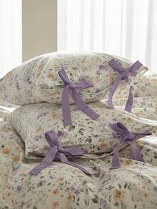 3pc Elegant Bow Pillowcase Minimalist Colorblock Print Duvet Cover Set Combination 2 Pillowcases + 1 Duvet Cover (Bed Sheet Not Included) Machine Washable All Season Use - Multicolor - View 5