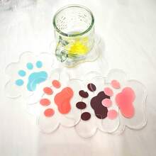 1 Set Cat Paw Design PET Anti-Slip Coasters, Home Kitchen Decor Accessories, Cute Affordable Small Items, Suitable For Various Holiday Parties, Wedding Accessories, Thanksgiving, Back To School Decor Gifts - Multicolor - View 2
