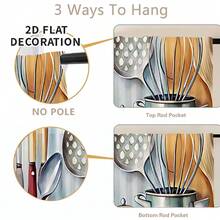 1 pieza, Decoración del hogar, Falda de mesa con estampado de cocina, Cortina pequeña de cocina, Cortina de cubierta de gabinete de cocina, Con agujeros para cortina, Fácil de colgar, Rectangular, Tejido a máquina, Lavable a máquina, Decoración y accesorios de cocina, Perfecto para gabinetes de cocina y decoración del hogar - Multicolor - Ver 8