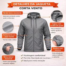 Waterproof Windbreaker Jacket With Lined Hood. - Gris - Ver 2