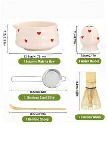 2pcs/6pcs Red Heart/Love Matcha Bowl Set, Suitable For Matcha Beginners, Matcha Lovers Gift, Birthday Gift, Matcha Bowl, Matcha Whisk, Matcha Tea Whisk Stand Tea Bowl Set, Matcha Making, Dessert & Pastry Making, Tea Utensil Set - Multicolor - View 13