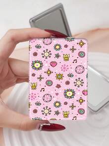 1PC Cartoon Graffiti Series Portable Vanity Mirror, Foldable Lightweight Ultra-Thin Convenient Hand Mirror, Durable PU Leather, Suitable For Multiple Scenes And All People, Rectangular Small Mirror, Pocket Mirror, Ocean Tropical Print Butterfly Pattern Design, Exquisite And Delicate, Foldable Structure, Durable And Reliable, Shockproof, Easy To Carry, Handheld Makeup Mirror, 180° Flip Cover, Multifunctional Mini Mirror - Multicolor - View 7
