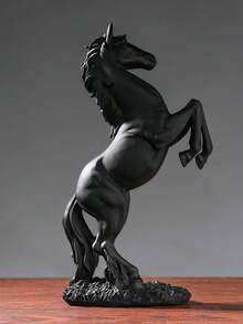 1pc Victory Horse In Flight Black Resin Figurine Room Decor Christmas Decorations Bedroom Decor - Multicolor - View 2