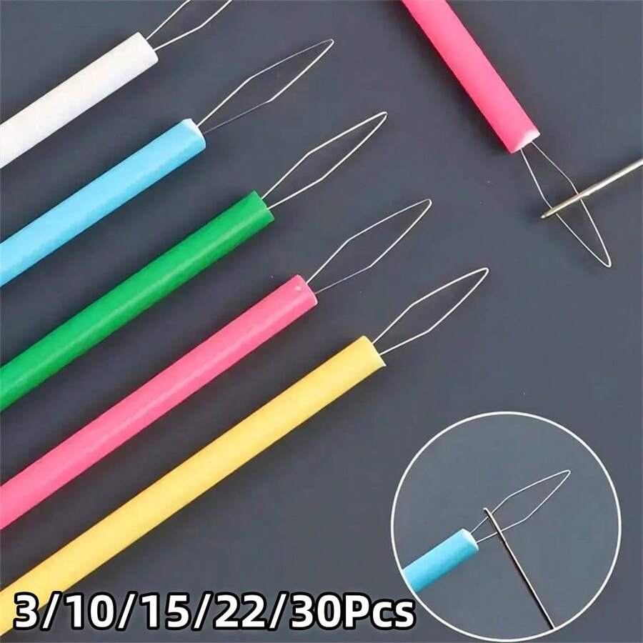 3/10/15/22/30入彩色塑膠穿線器 - 圓柱形穿線器套組，DIY縫紉配件，簡易穿線工具，串珠針輔助器，長輩友善穿線器，隨機顏色，母親節，母親節禮物，婚禮季節，畢業季節，送給家人和朋友的禮物，隨機顏色
