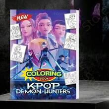 1pc K-Pop Adult Stress Relief Coloring Book, Cute Anime Character Line Art Tracing Book, Office Break And Daily Leisure Relaxation Art Book - Multicolor - View 6
