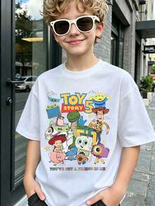 Disney Licensed Children's Printed T-Shirt With  Toy Story 5 Print, Suitable For Boys And Girls - 白色 - 查看 1
